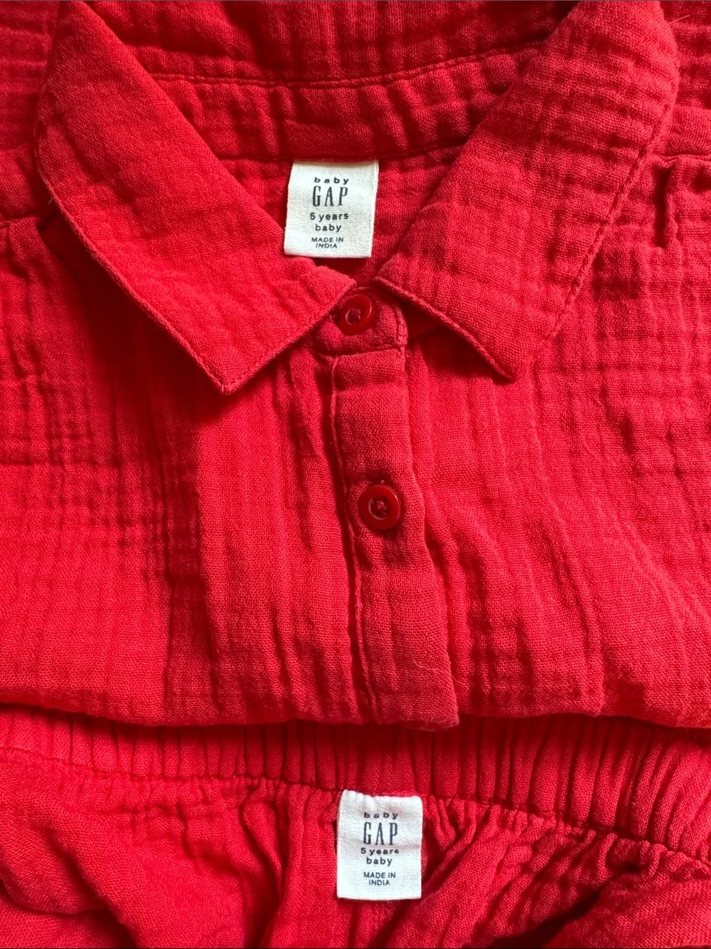 Gap Toddler Girls’ Red Crinkle Gauze Two-Piece Outfit Set - Size 5 yrs